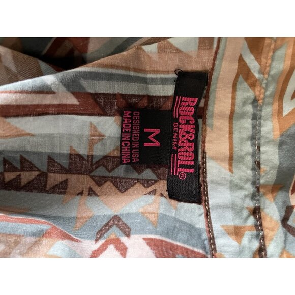 Rodeo Western Aztec Snap Shirt With Long Sleeves Snap Closures Size S - Picture 7 of 9